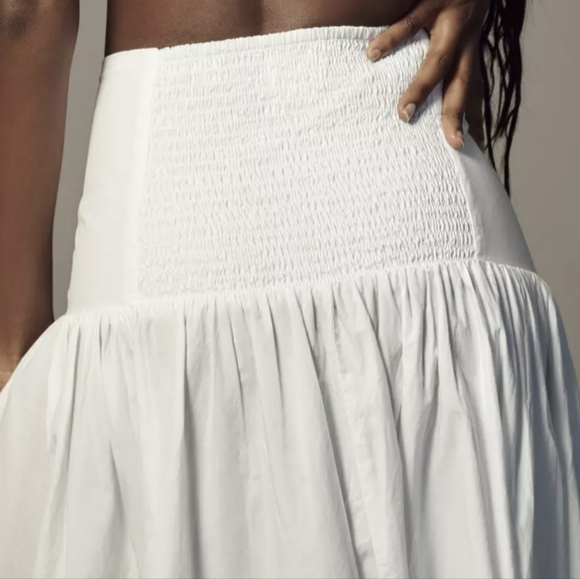 Anthropologie Poplin Tie Front Side Slit Midi Skirt in White Sz 1X and 3X NWT - Picture 6 of 11